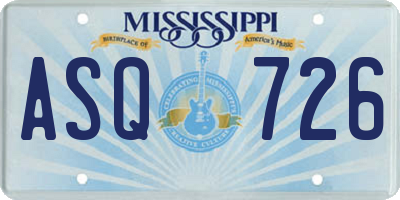 MS license plate ASQ726