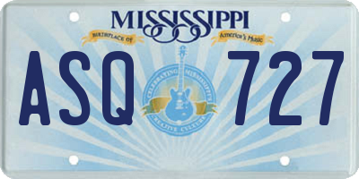 MS license plate ASQ727