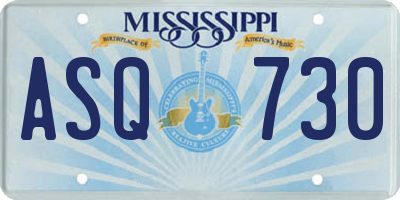MS license plate ASQ730