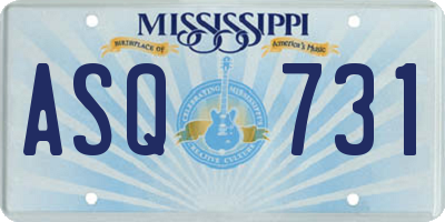 MS license plate ASQ731