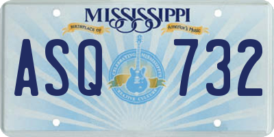 MS license plate ASQ732