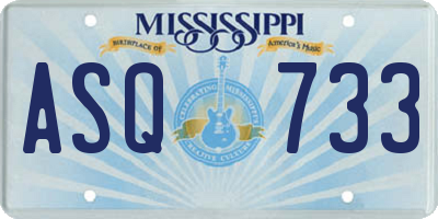 MS license plate ASQ733