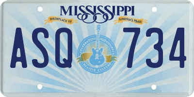 MS license plate ASQ734
