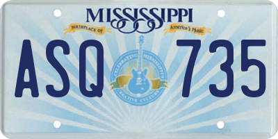 MS license plate ASQ735