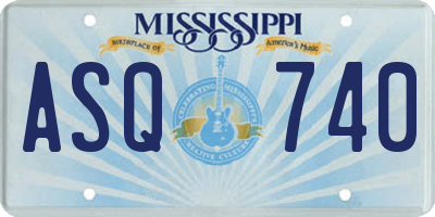 MS license plate ASQ740