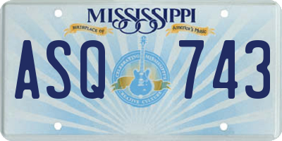 MS license plate ASQ743
