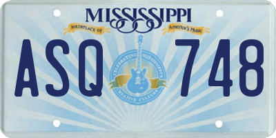 MS license plate ASQ748