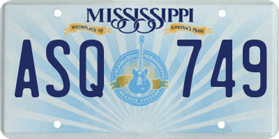 MS license plate ASQ749