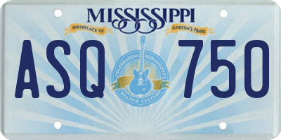 MS license plate ASQ750