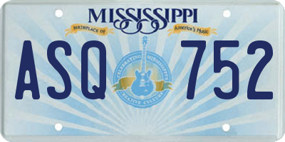 MS license plate ASQ752