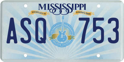 MS license plate ASQ753