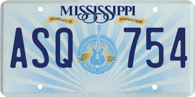 MS license plate ASQ754