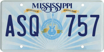 MS license plate ASQ757