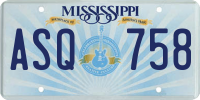 MS license plate ASQ758