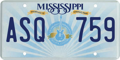 MS license plate ASQ759