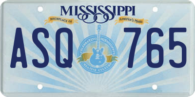 MS license plate ASQ765