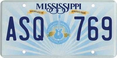 MS license plate ASQ769
