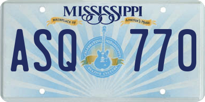 MS license plate ASQ770
