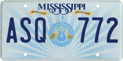 MS license plate ASQ772