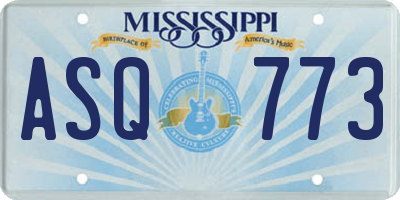 MS license plate ASQ773