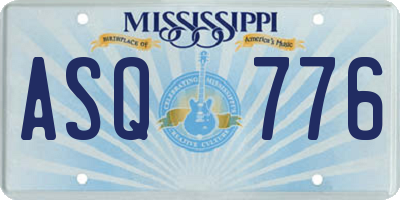 MS license plate ASQ776