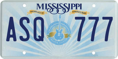 MS license plate ASQ777