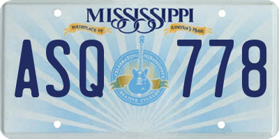 MS license plate ASQ778