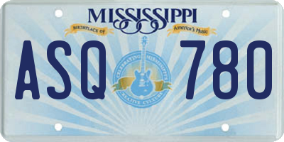 MS license plate ASQ780
