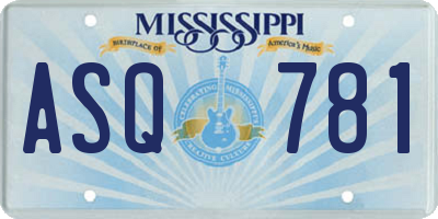 MS license plate ASQ781