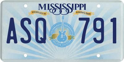 MS license plate ASQ791