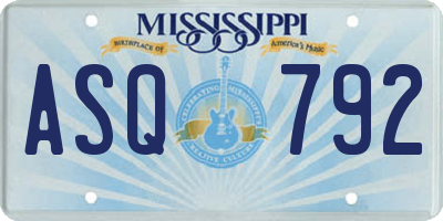 MS license plate ASQ792