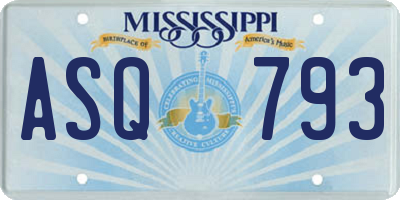 MS license plate ASQ793