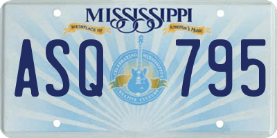 MS license plate ASQ795