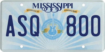 MS license plate ASQ800