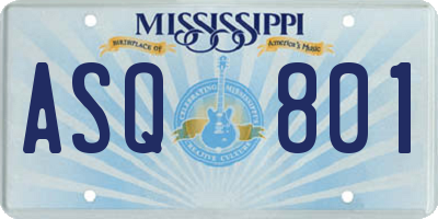 MS license plate ASQ801