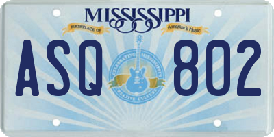 MS license plate ASQ802