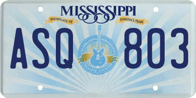 MS license plate ASQ803
