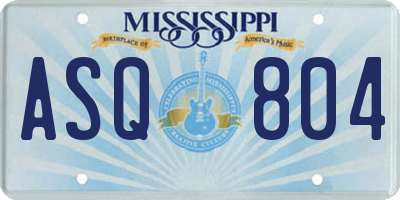 MS license plate ASQ804