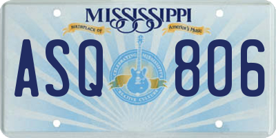 MS license plate ASQ806
