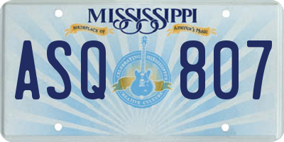 MS license plate ASQ807