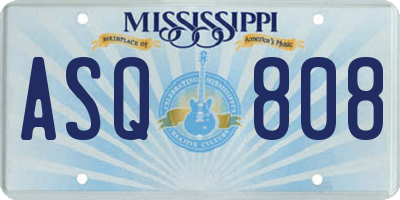 MS license plate ASQ808