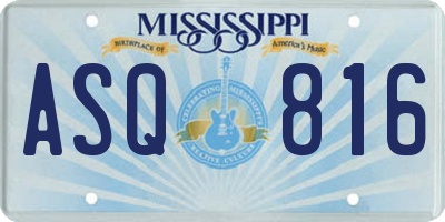 MS license plate ASQ816