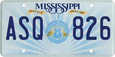 MS license plate ASQ826