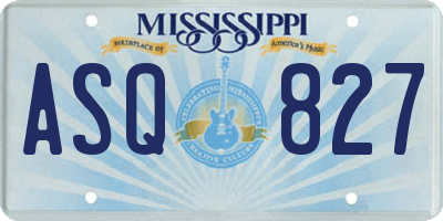 MS license plate ASQ827
