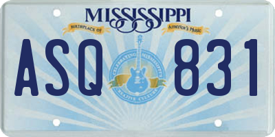 MS license plate ASQ831