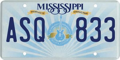MS license plate ASQ833