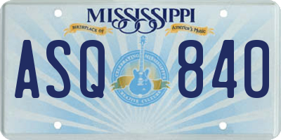 MS license plate ASQ840