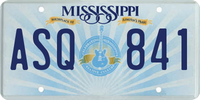 MS license plate ASQ841
