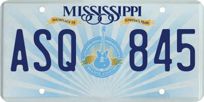 MS license plate ASQ845