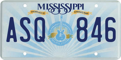 MS license plate ASQ846